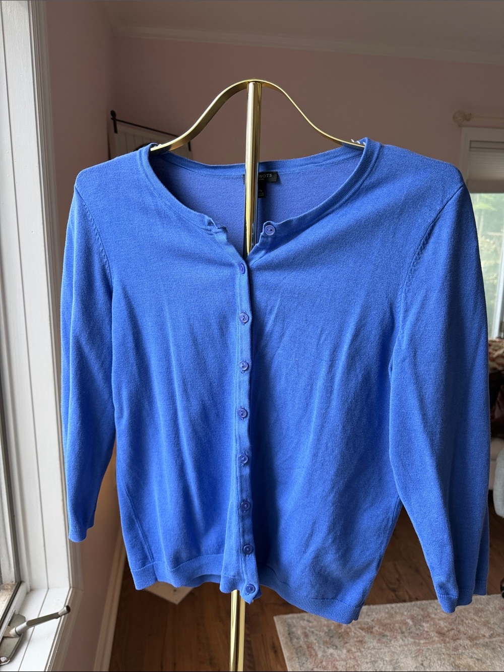 Talbots Bright Royal Blue Button-Front Cardigan - Picture 2 of 5